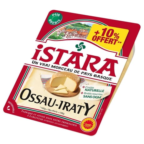 Istara ossau iraty aop au lait de brebis pasteurisé 36%mg 180g + 10%offert