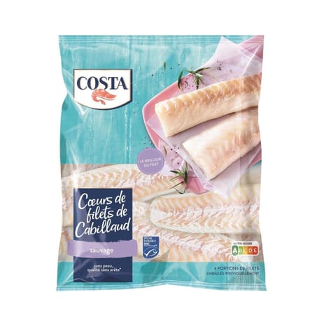 Costa coeurs de filets de cabillaud sauvage msc 500g