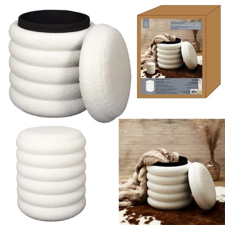 Pouf rangement bouclette freya