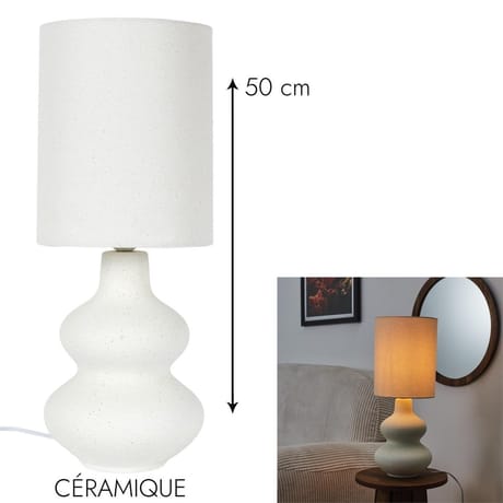 Lampe céramique crème h50cm