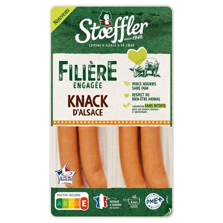 Stoffler knack d'Alsace filière engagée sans nitrite vpf 220g