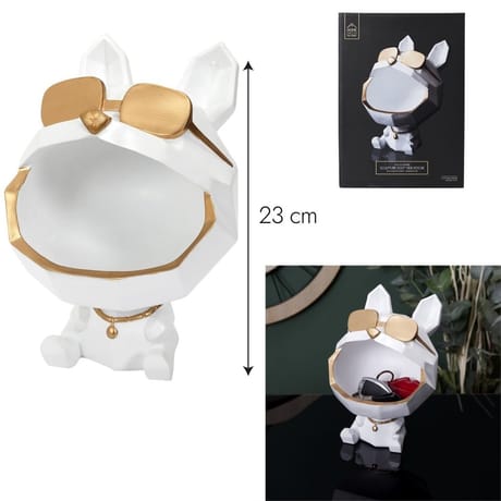 Deco chien a lunettes blanc vide poche