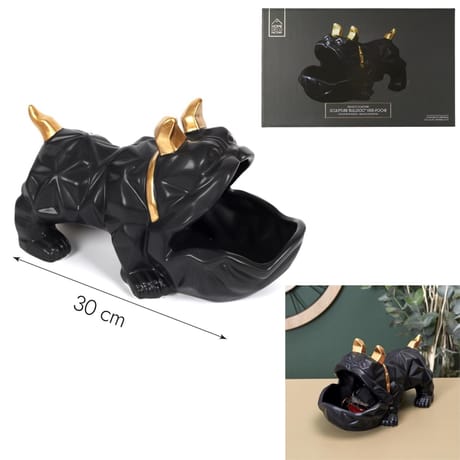 Déco bulldog  allonge noir vide poche 30cm