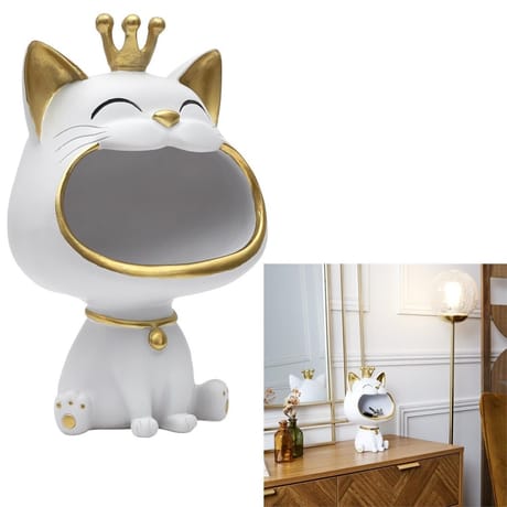 Deco chat blanc vide poche