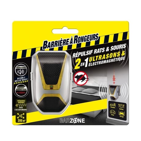 Barrière à rongeurs - répulsif ultrasons / électromagnétiques rats et souris