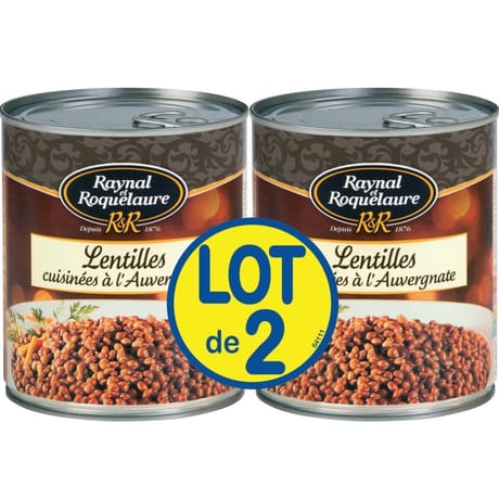 Raynal et Roquelaure lentilles cuisinées auvergnate 4/4 820g x 2