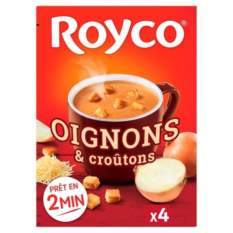 Royco minute soup gratinée oignon et croûtons 4 sachets x20cl 62g