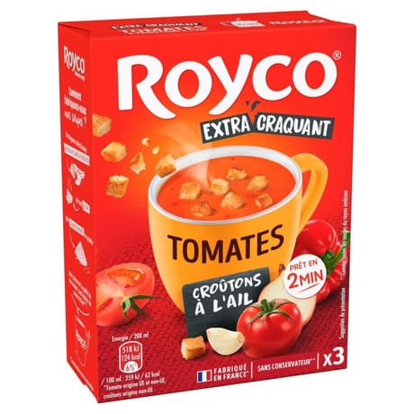 Royco soupe veloutés de tomates croutons à l'ail 3 sachets