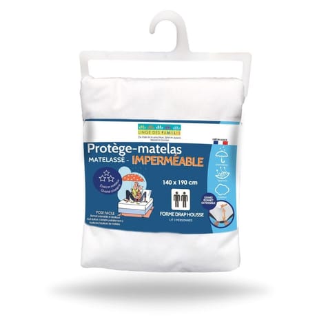 Linge des familles protège-matelas 140x190cm matelassé imperméable