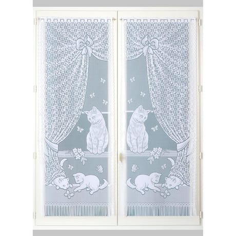 Paire de vitrage maille 60x120cm blanc