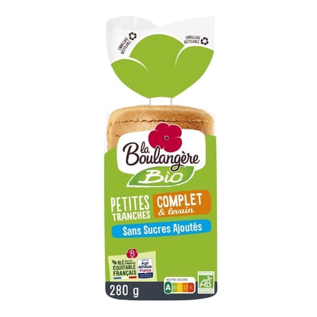 Le boulangerie pain de mie complet bio petites tranches 280g