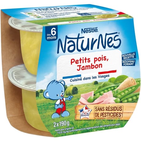 Naturnes petit pois jambon dès 6mois 2x190g