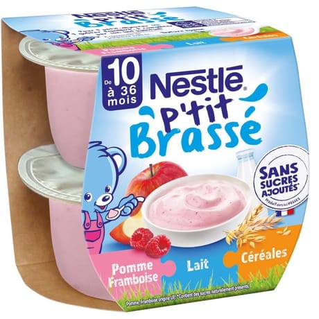 P'tit brasse 3 en 1 pomme framboise lait muesli dès 10mois 2x115g