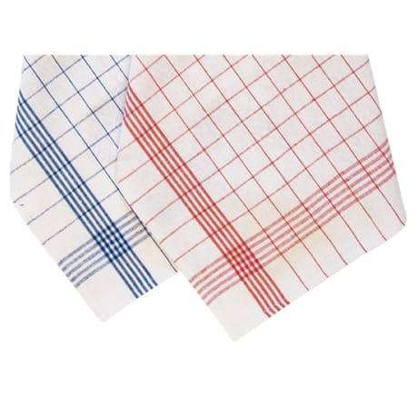 Torchons carreaux 50x70cm coloris bleu ou rouge lot de 6