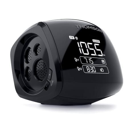 Thomson radio réveil double alarme projecteur noir CP280