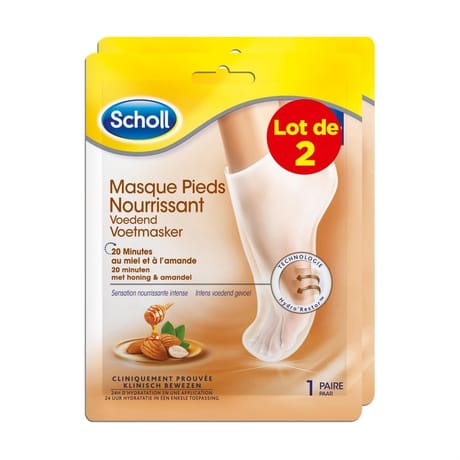 Scholl masque pieds nourrissant 20 minutes miel et amande lot 2x1 paire