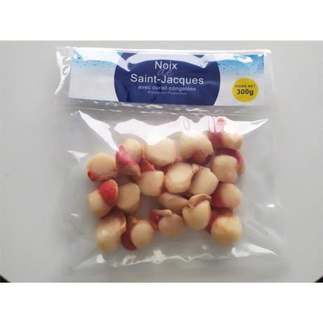 Noix Saint Jacques argopecten purpuratus Pérou avec corail 20/40 sachet 300g