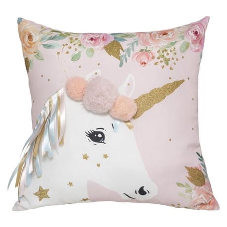 Coussin licorne rubans 40x40cm