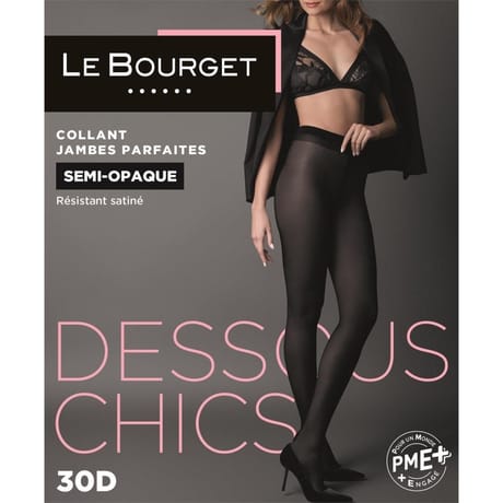 Collant semi opaque résistant 30D Les dessous chics Le Bourget 500 NOIR T3
