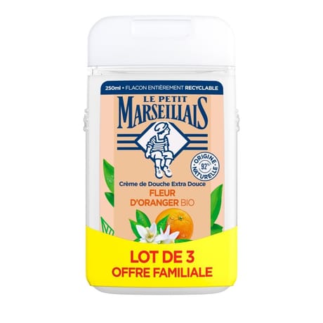 Le petit marseillais douche extra doux fleur oranger bio 3x250ml