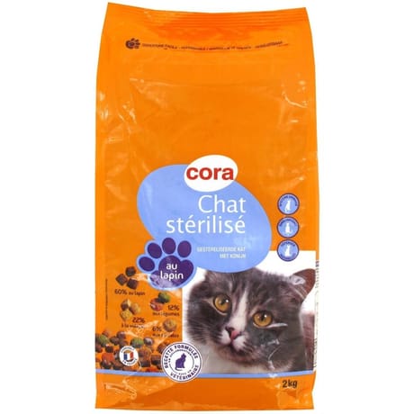 Cora croquettes chats stérilisés lapin/légumes sac 2 kg