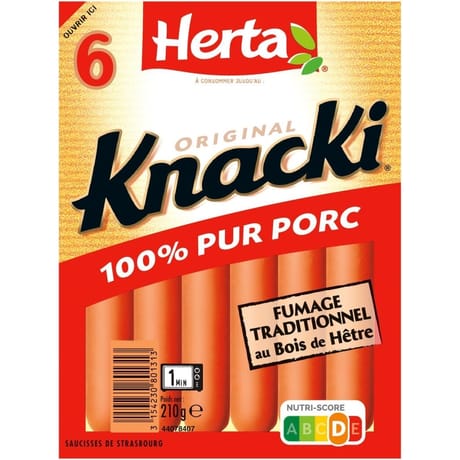 Herta knacki original 100% porc x6 210g