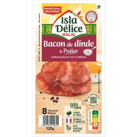 Isla Délice bacon dinde à poêler 8 tranches 120g
