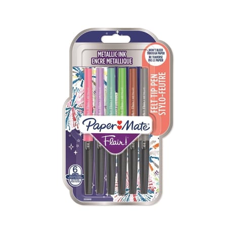 6 Feutres Flair Metallic assortis