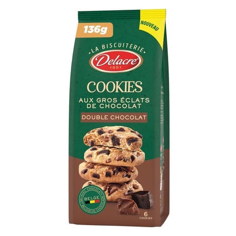 Delacre la biscuiterie cookies double chocolat 136g