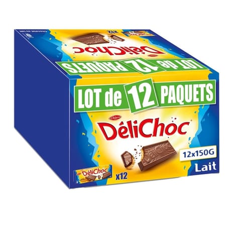 Délichoc tablette chocolat lait lot de 12 x 150g soit 1800g