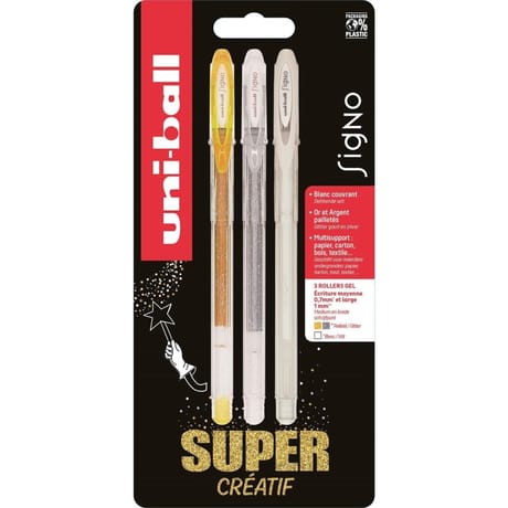 Blister de 3 signo paillettes or argent blanc