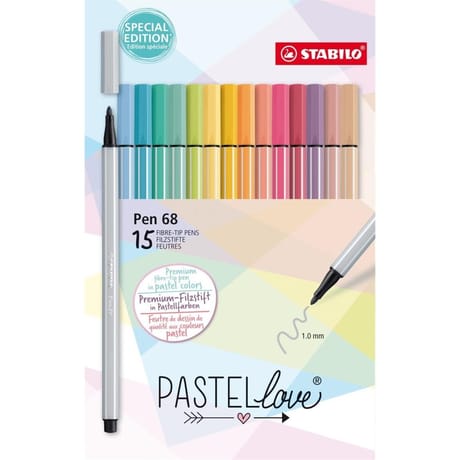 15 feutres de dessin stabilo pen 68 pastel love