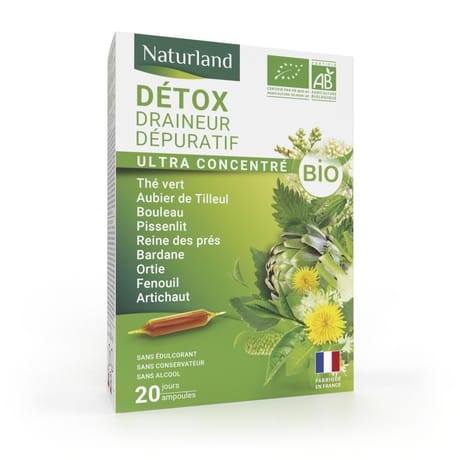 Naturland detox 9 plantes bio ampoules de 10ml x 20