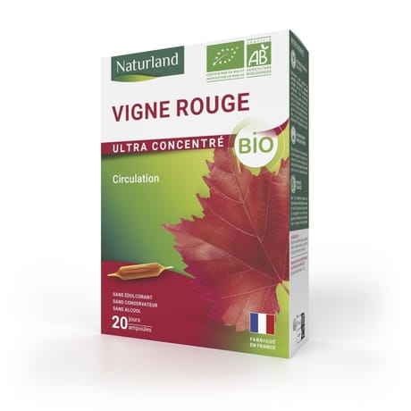 Naturland circulation vigne rouge ampoules de 10ml x20 bio