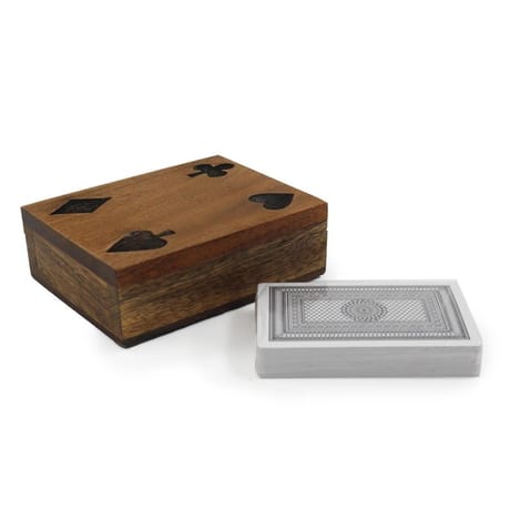 Jeu de carte dans boite bois 11.5x9cm