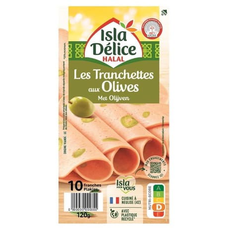 Isla Délice mortadélice volaille aux olives tranche halal 120g