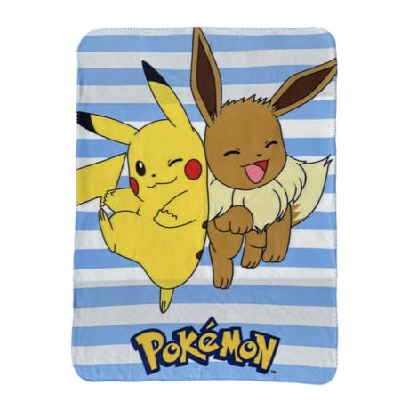 Plaid polaire pikachu et évoli 100 x 140cm nintendo pokémon