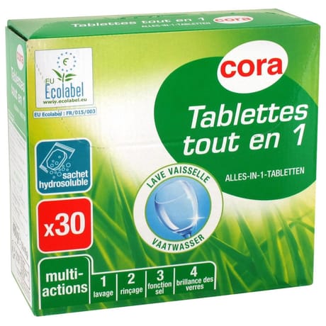 Cora tablette lave vaisselle tout en 1 ecolabel