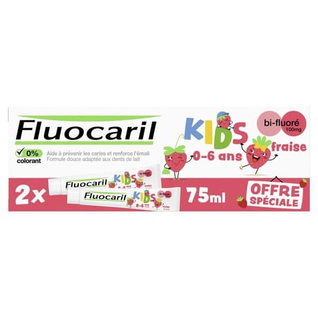 Fluocaril kids fraise dentifrice 0-6ans 2x75ml