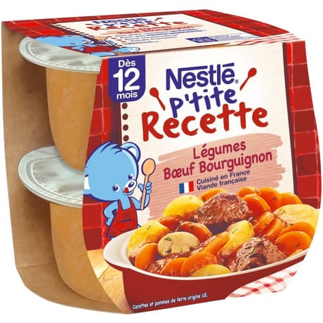 Nestlé p'tite recette légumes boeuf bourguignon dès 12 mois 2x200g