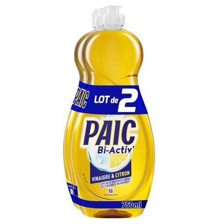 Paic bi-activ' liquide vaisselle vinaigre & citron 2x750ml