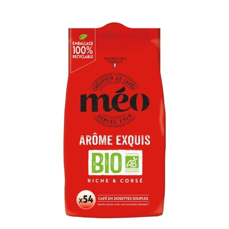 Meo café dosettes type senseo exquis bio x54 - 378g