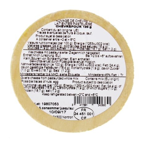 Chèvrefour 120g lait de chèvre pasteurisé