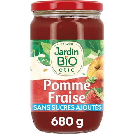 Jardin bio étic dessert pomme fraise bio bocal verre 680g