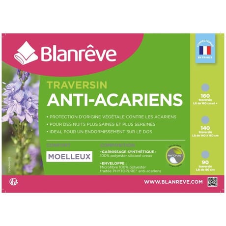 Blanrêve traversin 160cm anti-acariens