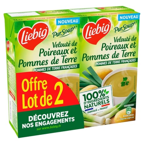 Liebig pur'soup velouté poireaux pommes de terre de France x2 l 2060g