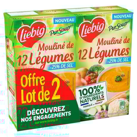 Liebig mouliné de 12 légumes lot de 2x1l