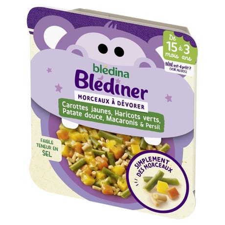 Bledina petit plat morceaux à dévorer carottes haricots patate douce macaronis 200g dès 15 mois