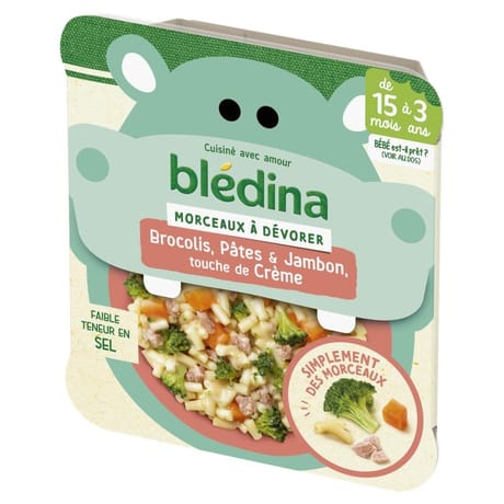 Bledina petit plat morceaux à dévorer brocolis pâtes jambon 200g dès 15 mois