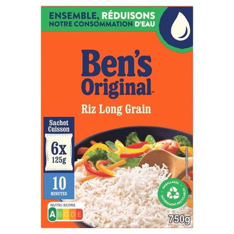Ben's original riz sachet cuisson long grain 10 mn 750g (6x125g)